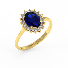 18K Gold Diamond Sapphire Ring