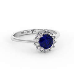 18K Gold Diamond Sapphire Ring