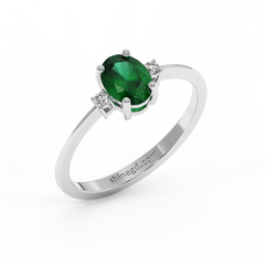 18K Gold Diamond Emerald Ring