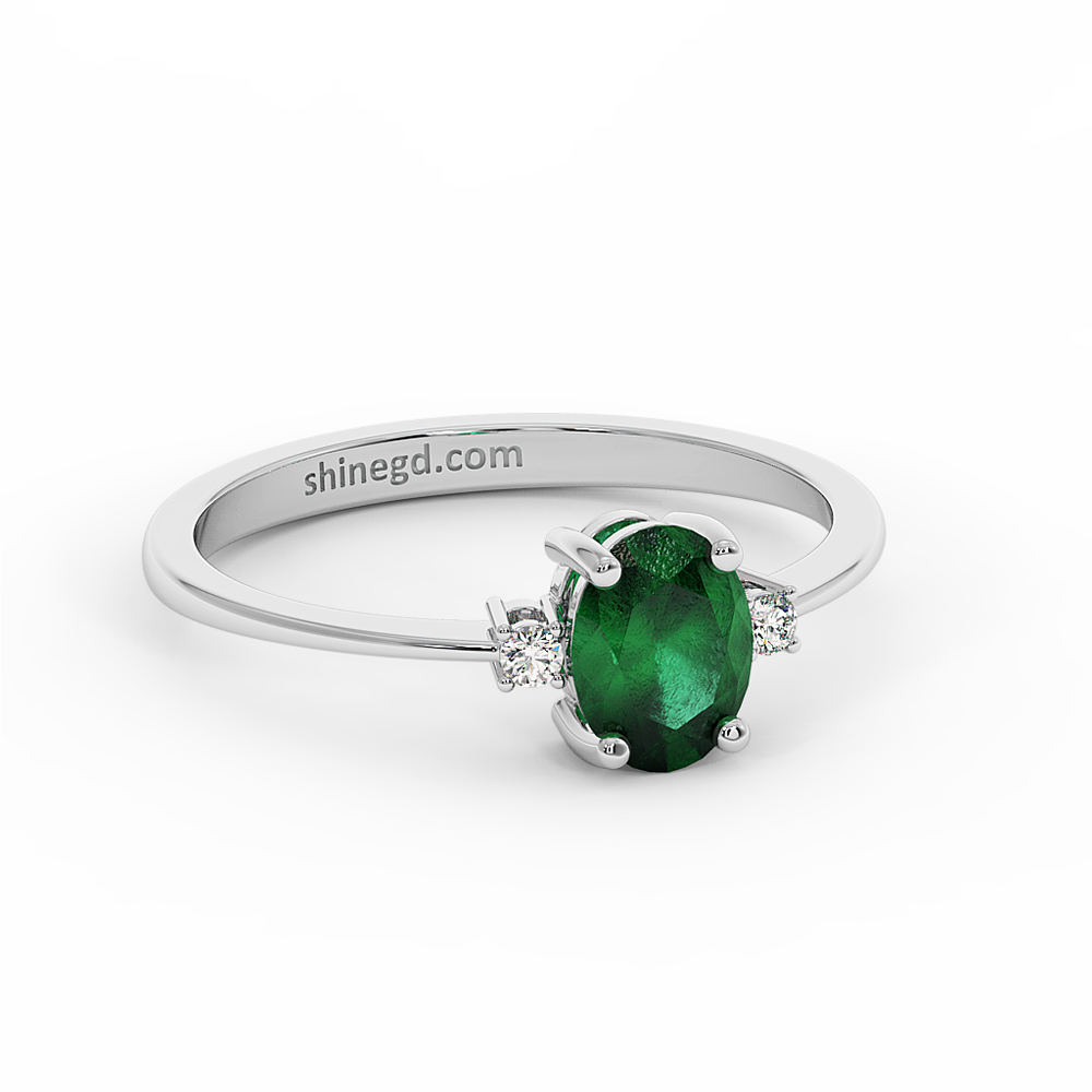 18K Gold Diamond Emerald Ring