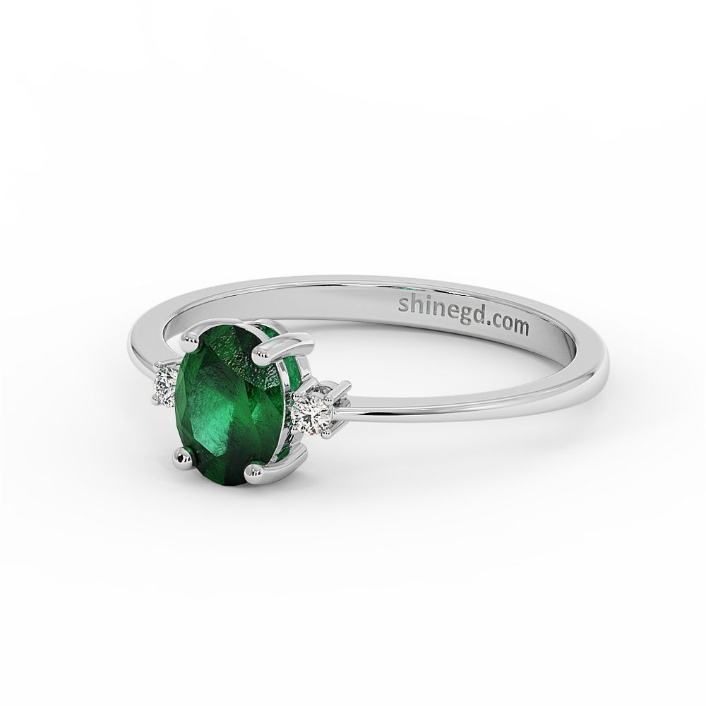 18K Gold Diamond Emerald Ring