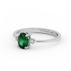 18K Gold Diamond Emerald Ring