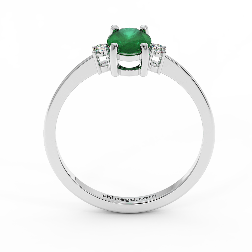 18K Gold Diamond Emerald Ring