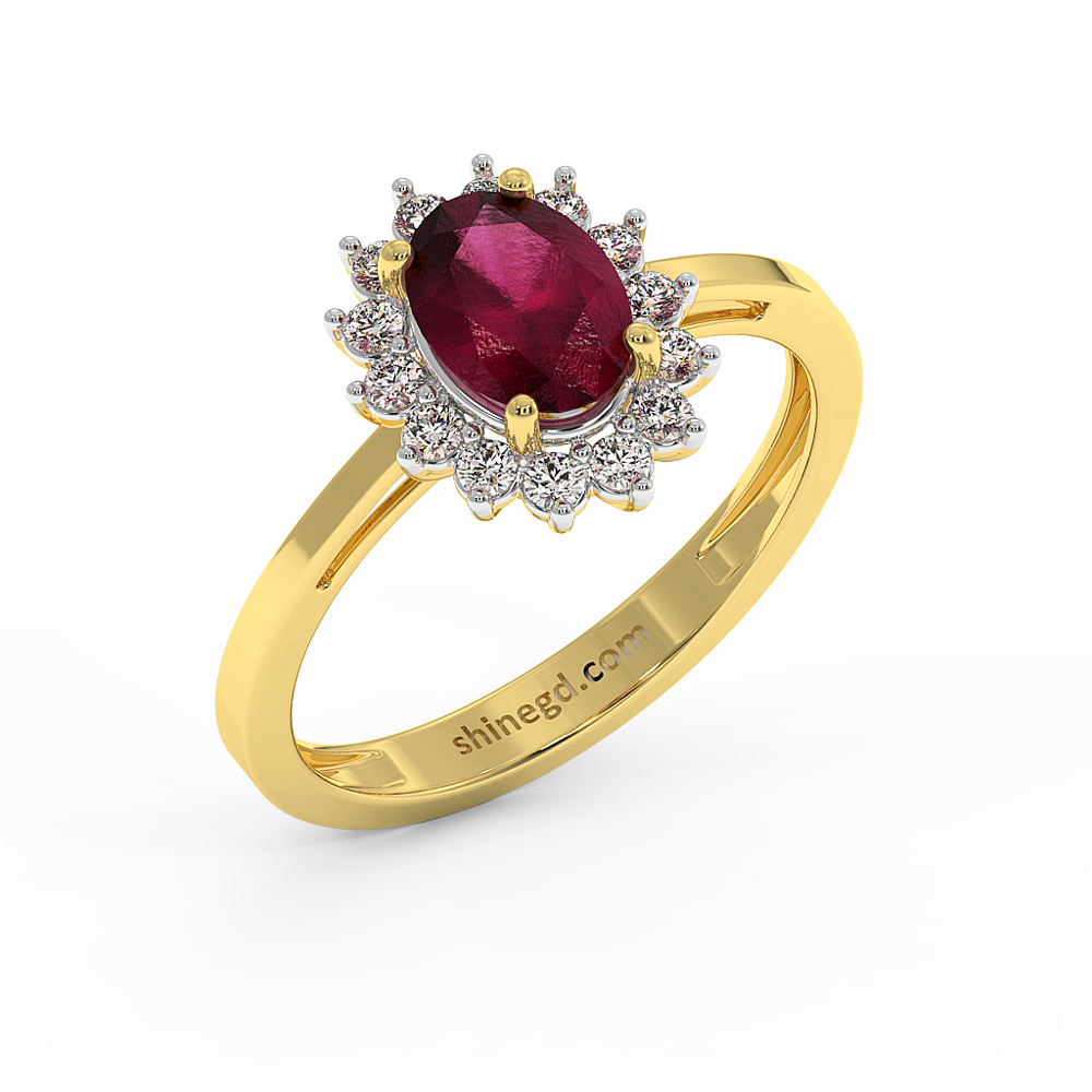 18K Gold Diamond Ruby Ring