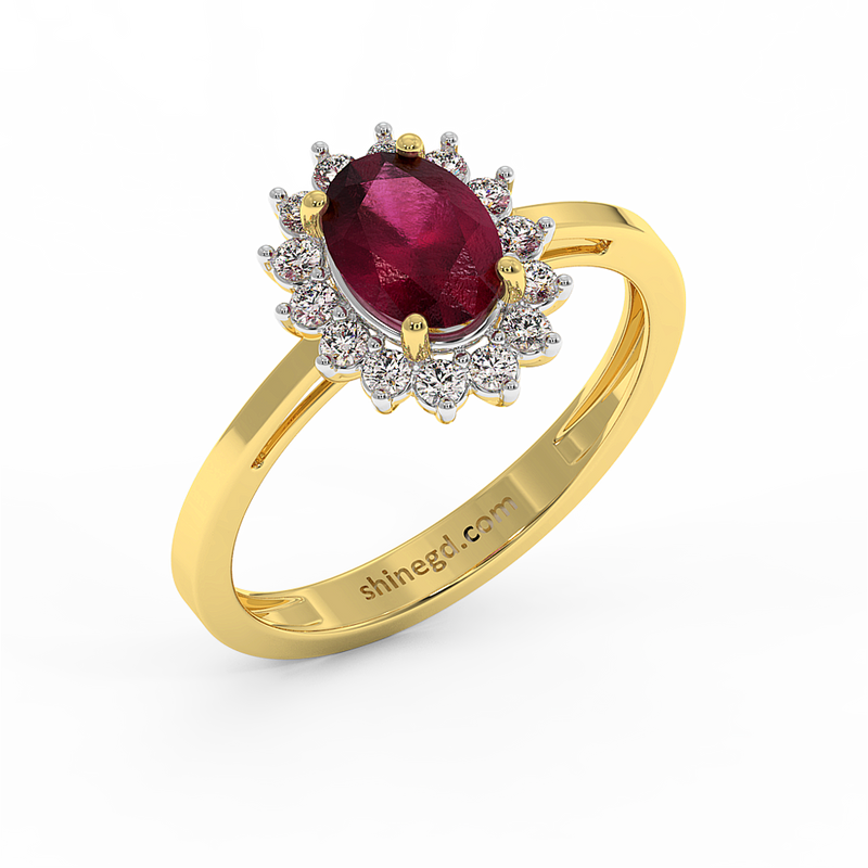 18K Gold Diamond Ruby Ring