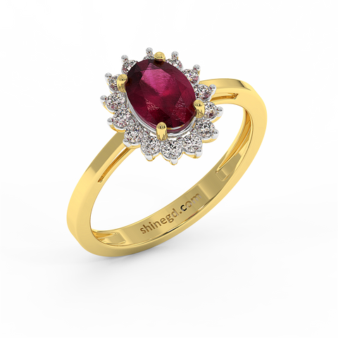 18K Gold Diamond Ruby Ring