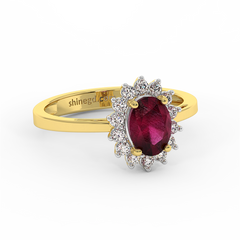 18K Gold Diamond Ruby Ring