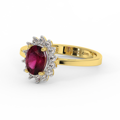18K Gold Diamond Ruby Ring