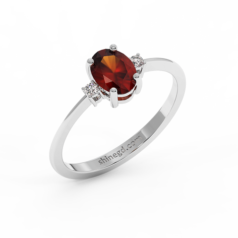 18K Gold Diamond Garnet Ring