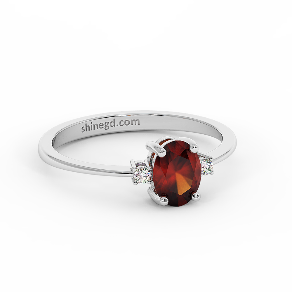 18K Gold Diamond Garnet Ring