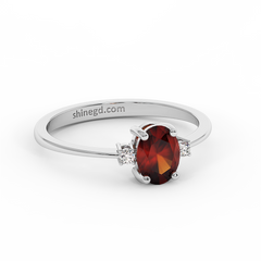 18K Gold Diamond Garnet Ring