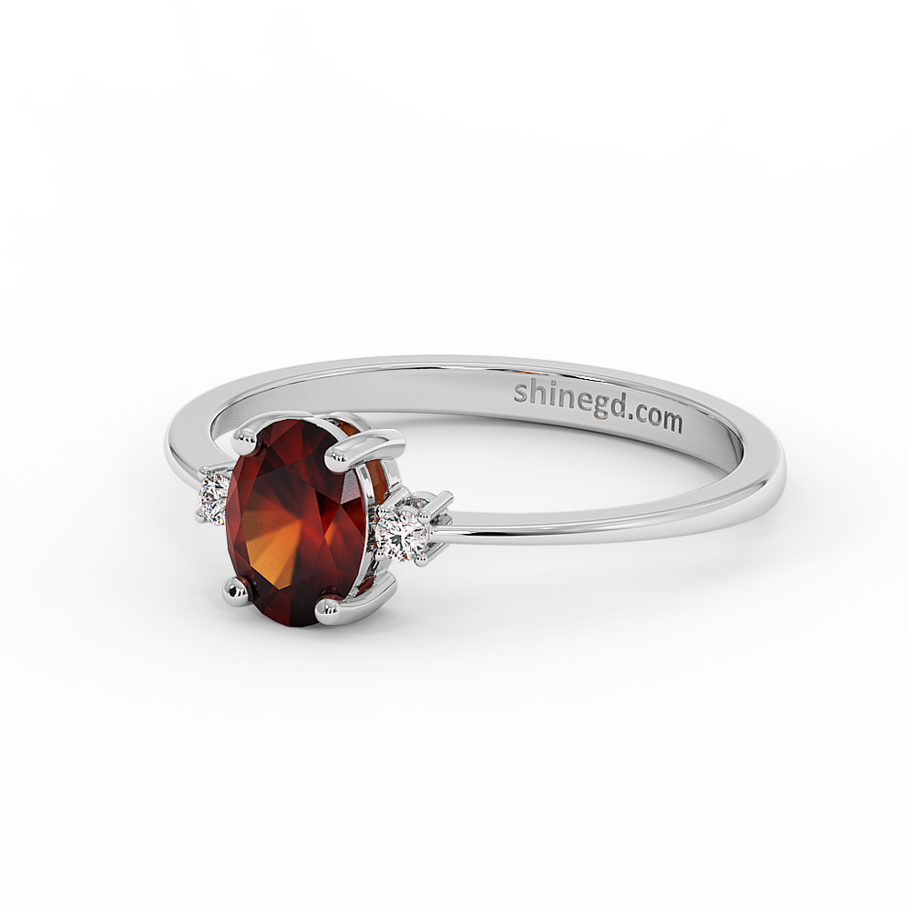 18K Gold Diamond Garnet Ring