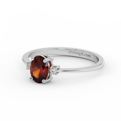 18K Gold Diamond Garnet Ring