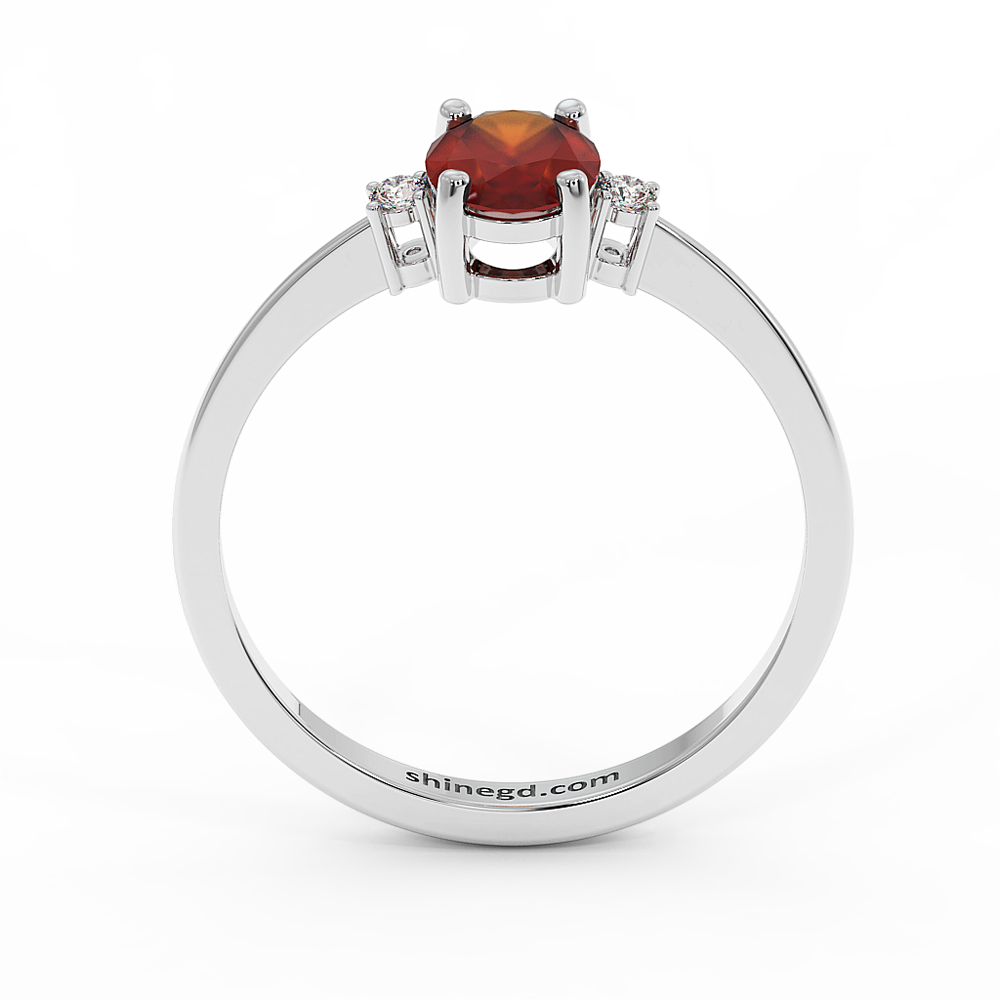 18K Gold Diamond Garnet Ring