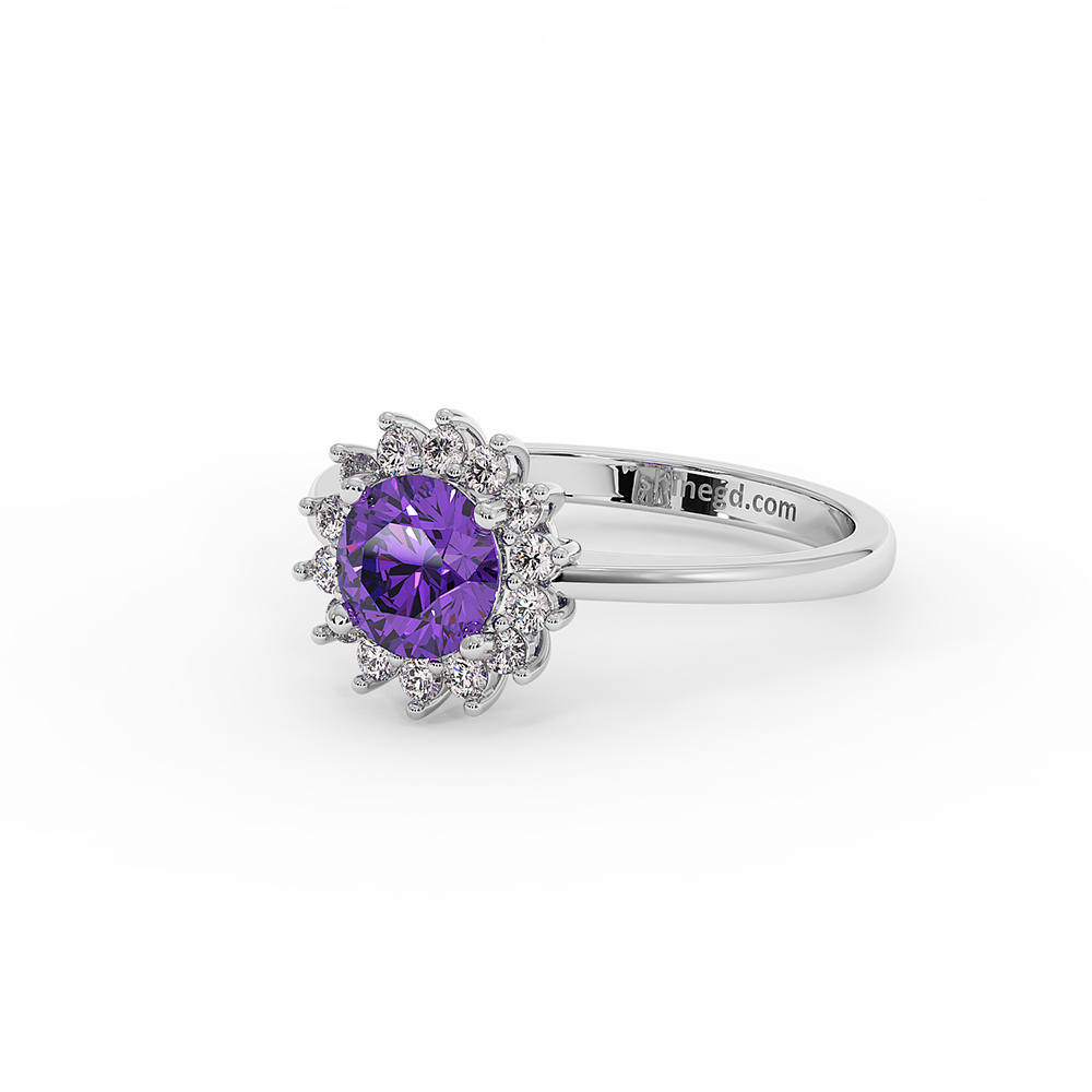 18K Gold Diamond Amethyst Ring