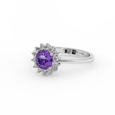 18K Gold Diamond Amethyst Ring