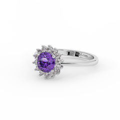 18K Gold Diamond Amethyst Ring