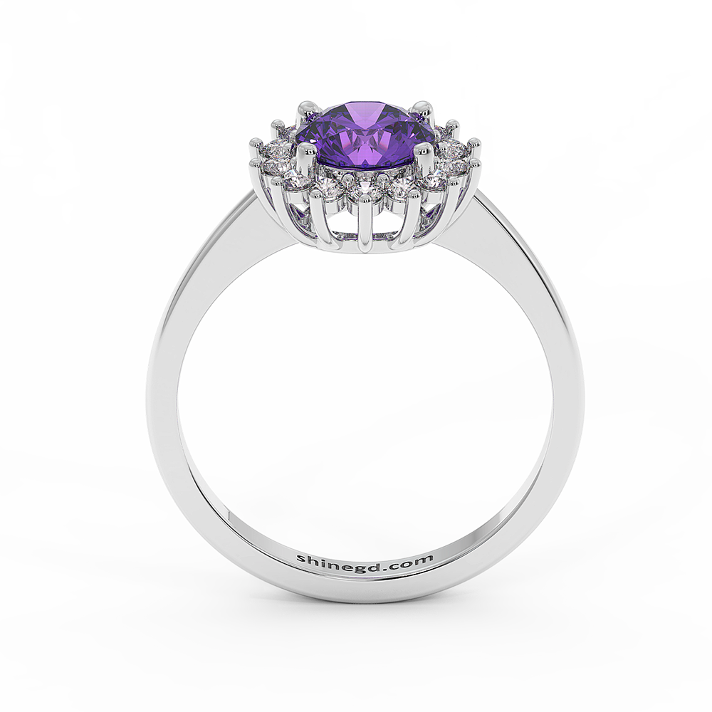 18K Gold Diamond Amethyst Ring