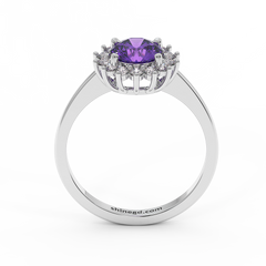 18K Gold Diamond Amethyst Ring