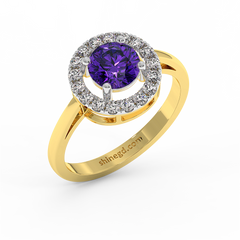 18K Gold Diamond Amethyst Ring