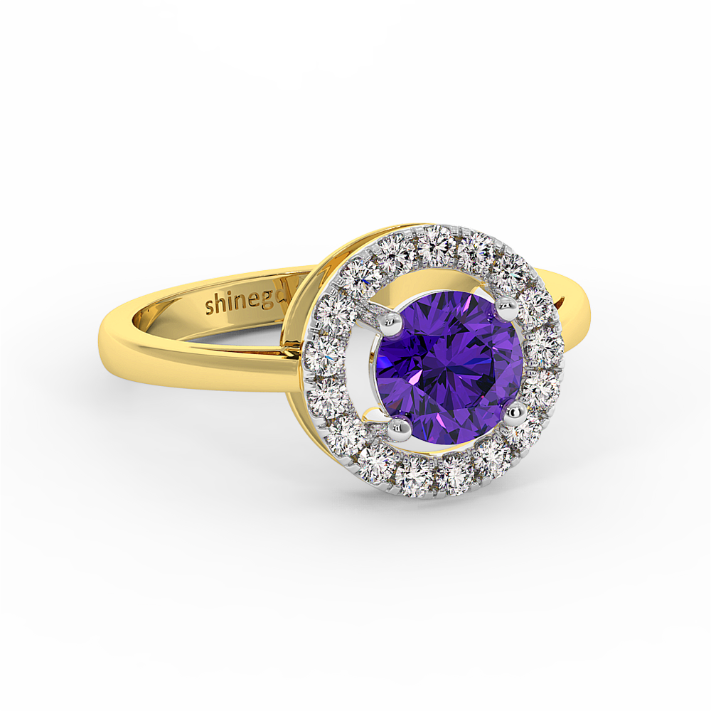 18K Gold Diamond Amethyst Ring