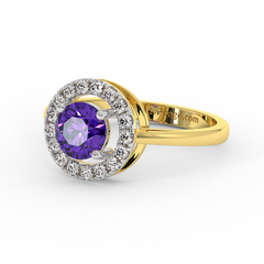 18K Gold Diamond Amethyst Ring