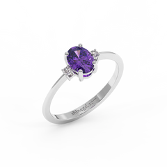 18K Gold Diamond Amethyst Ring