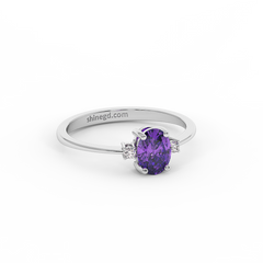 18K Gold Diamond Amethyst Ring