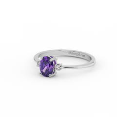 18K Gold Diamond Amethyst Ring