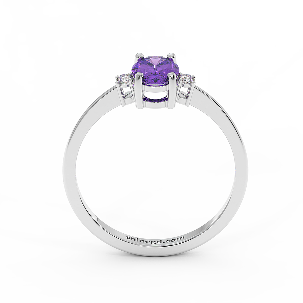 18K Gold Diamond Amethyst Ring