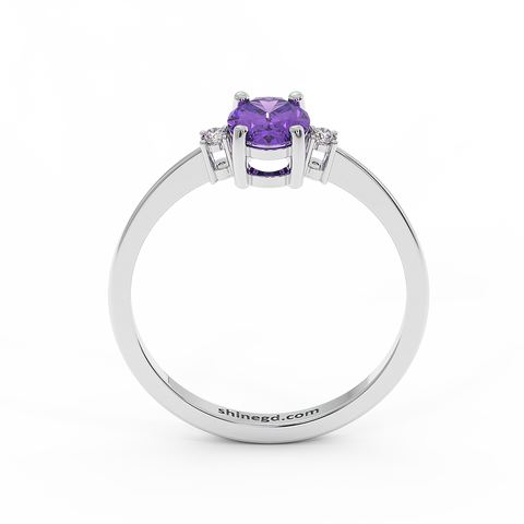 18K Gold Diamond Amethyst Ring