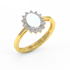 18K Gold Diamond Opal Ring