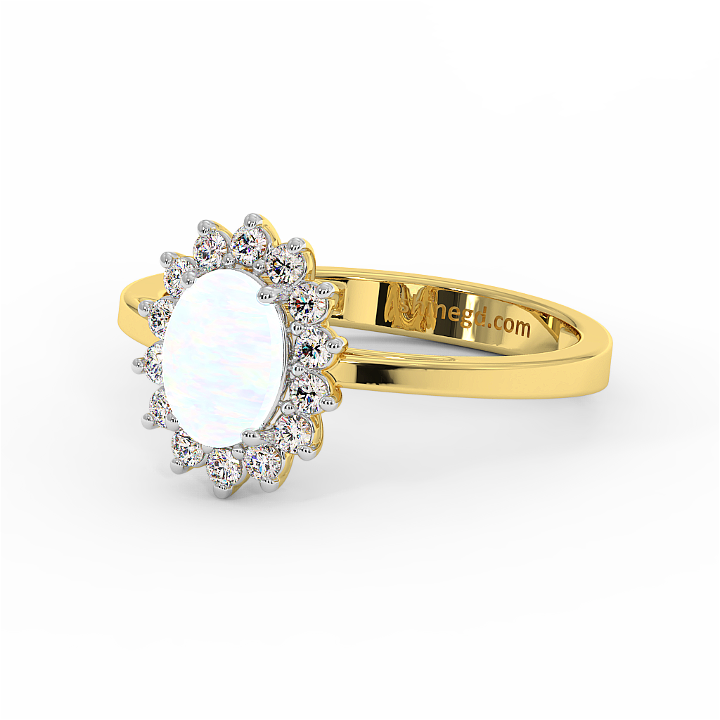 18K Gold Diamond Opal Ring