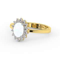 18K Gold Diamond Opal Ring