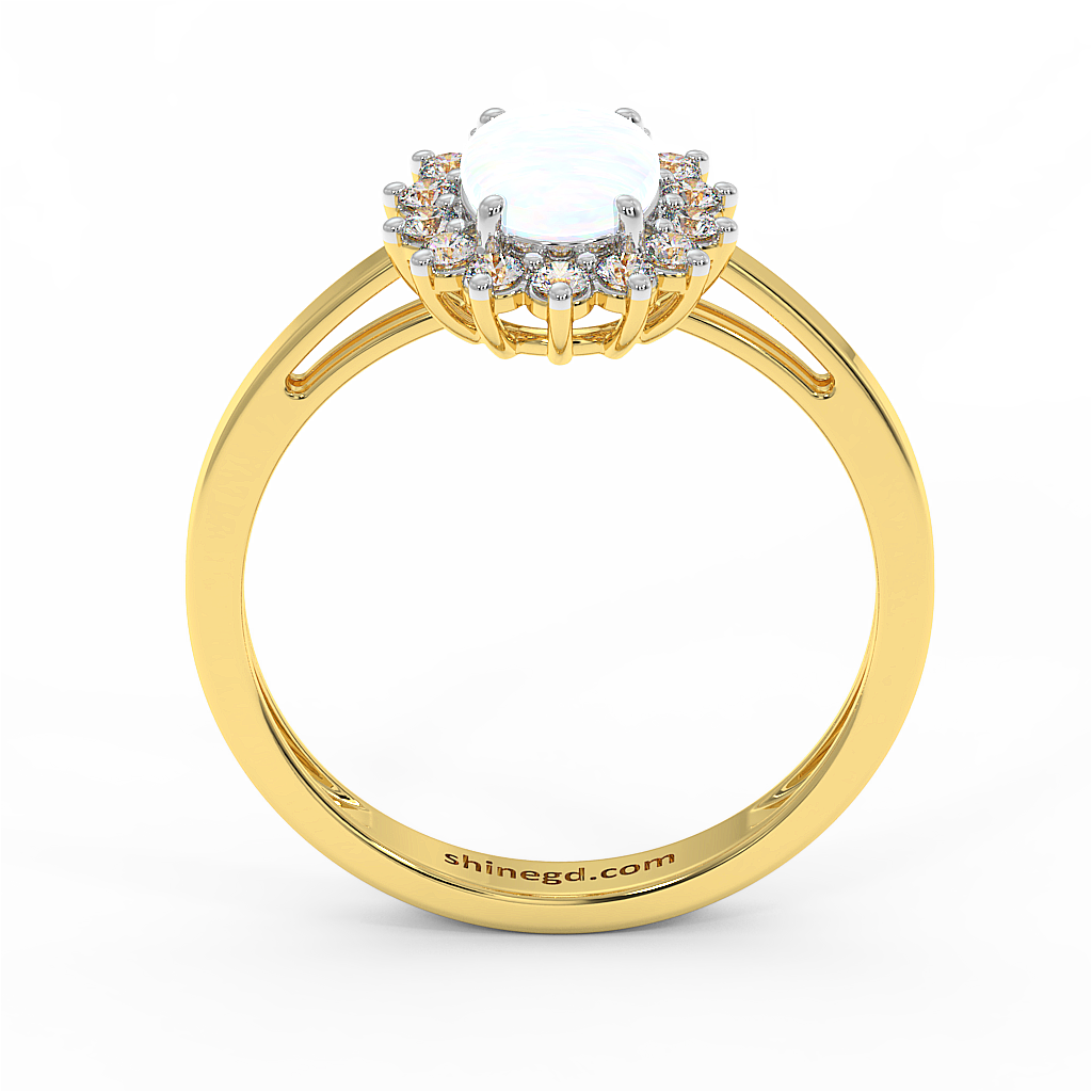 18K Gold Diamond Opal Ring