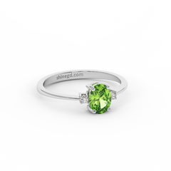 18K Gold Diamond Peridot Ring