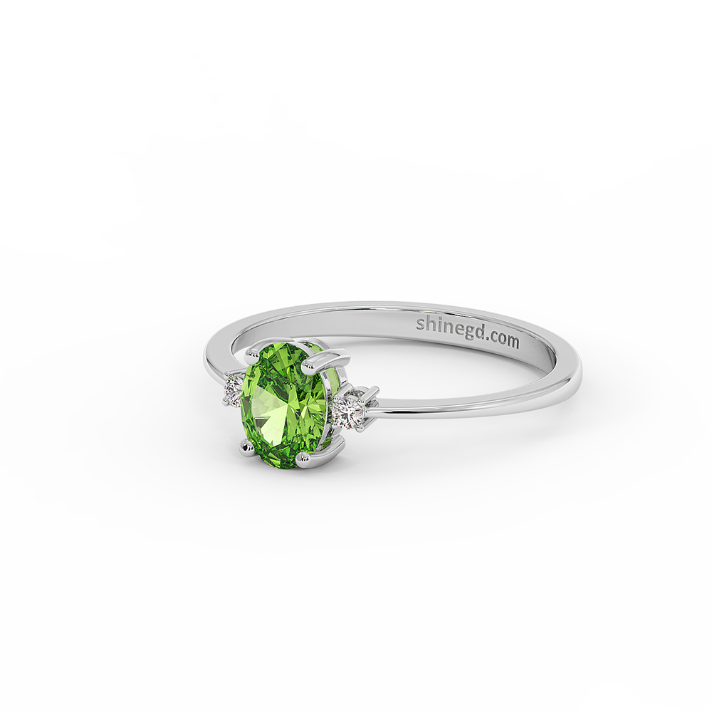 18K Gold Diamond Peridot Ring