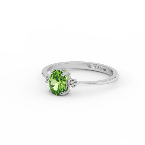 18K Gold Diamond Peridot Ring