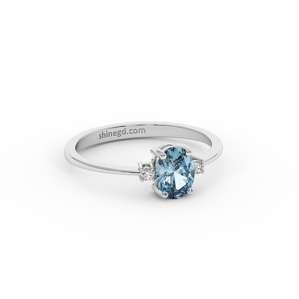 18K Gold Aquamarine & Diamond Ring