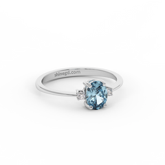 18K Gold Aquamarine & Diamond Ring