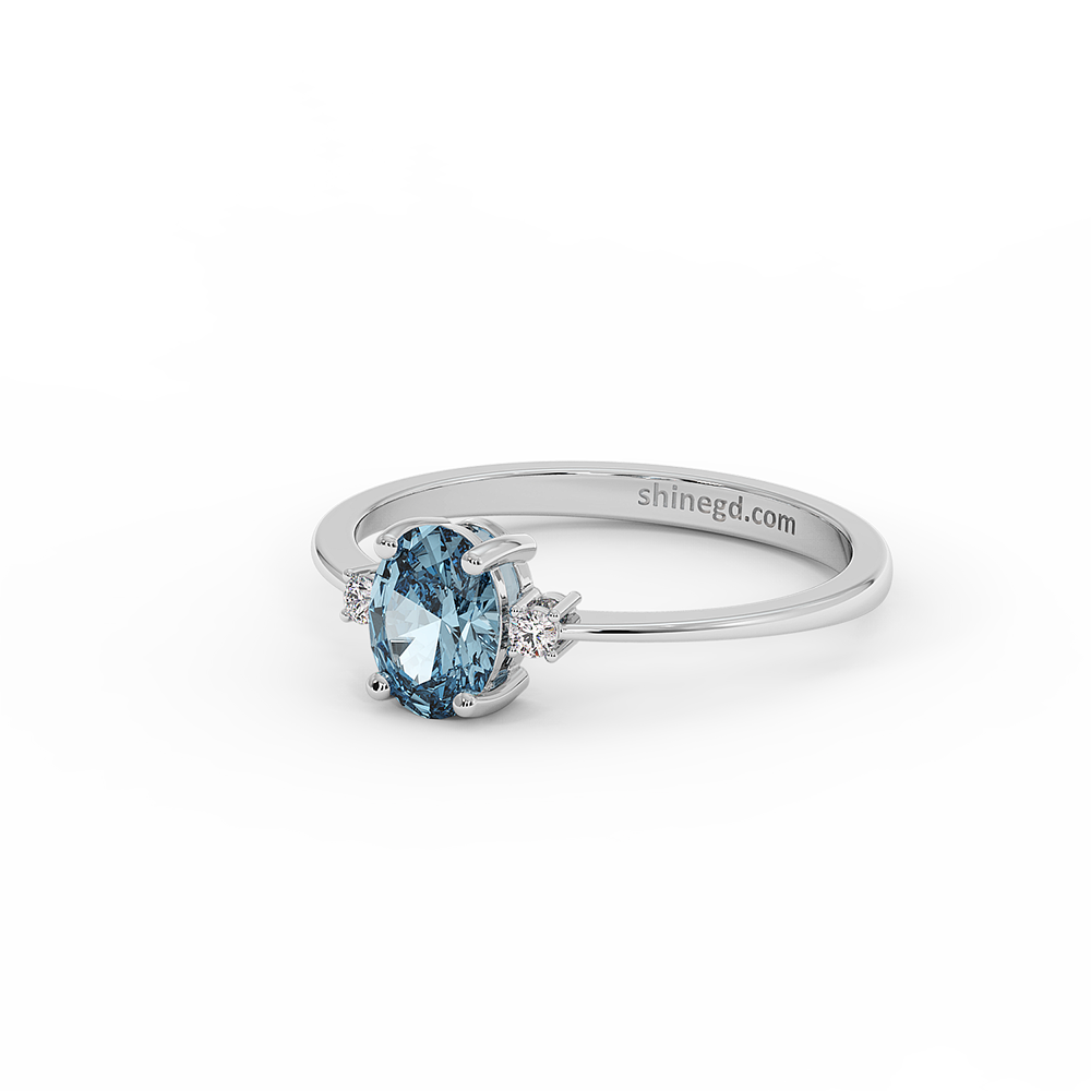 18K Gold Aquamarine & Diamond Ring