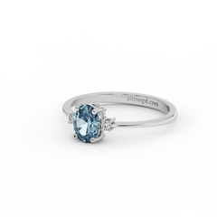 18K Gold Aquamarine & Diamond Ring