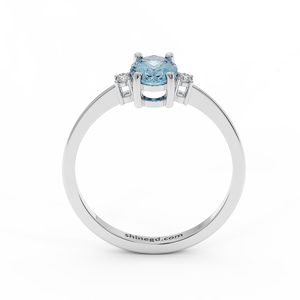 18K Gold Aquamarine & Diamond Ring