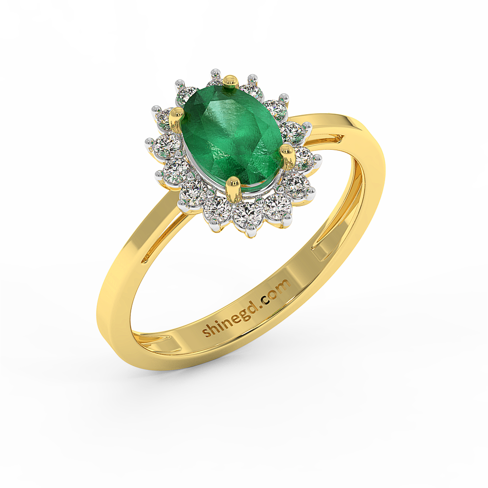 18K Gold Diamond Emerald Ring