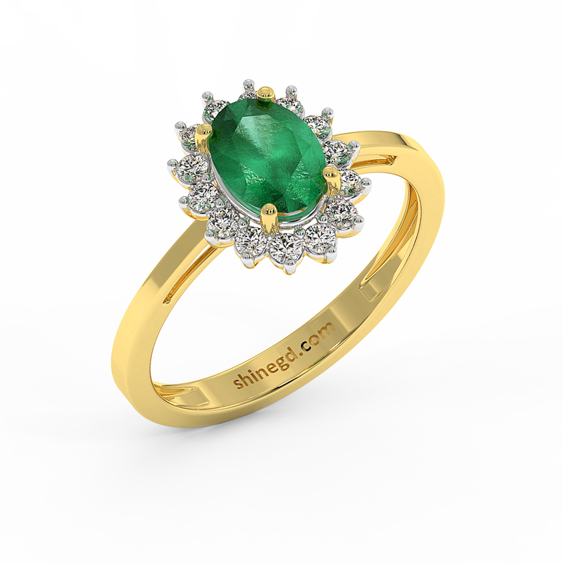 18K Gold Diamond Emerald Ring