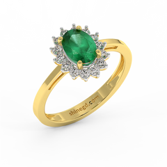 18K Gold Diamond Emerald Ring