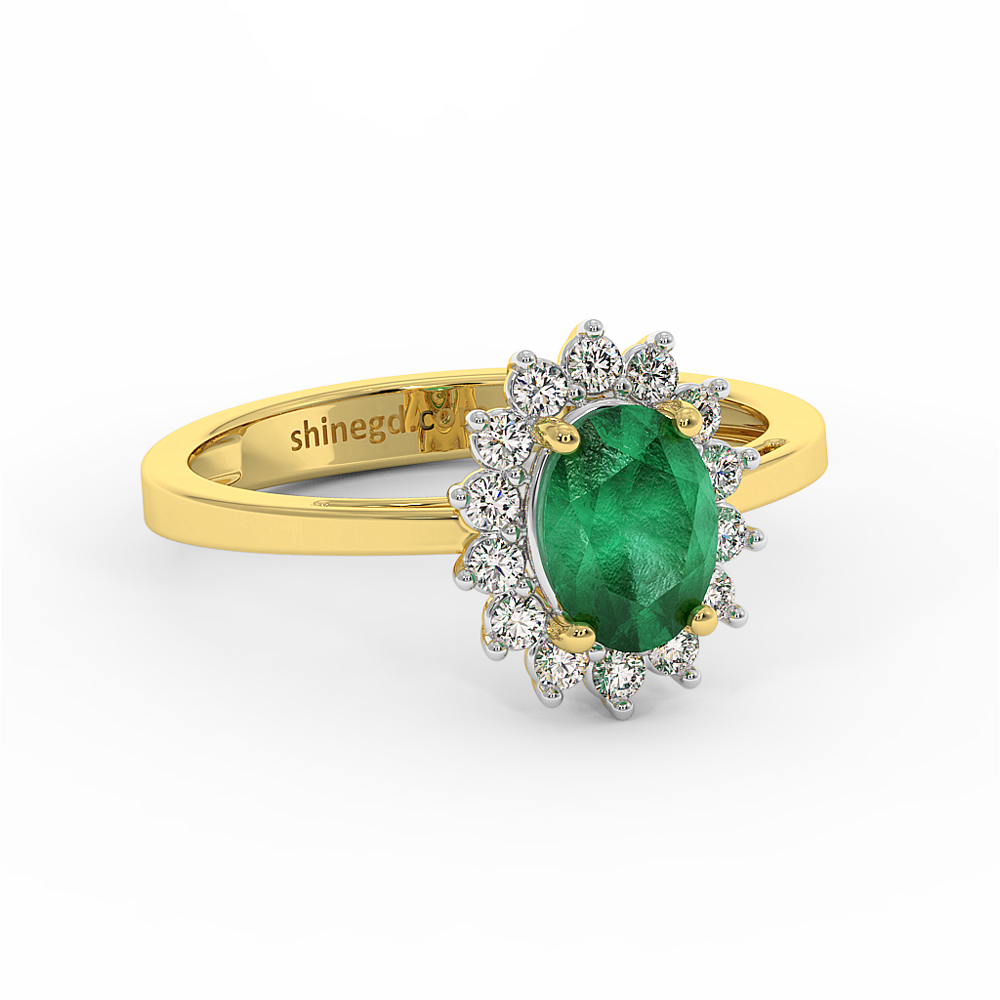 18K Gold Diamond Emerald Ring