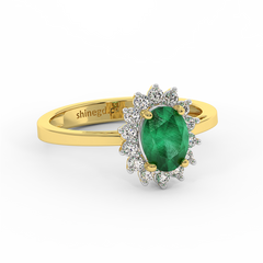 18K Gold Diamond Emerald Ring