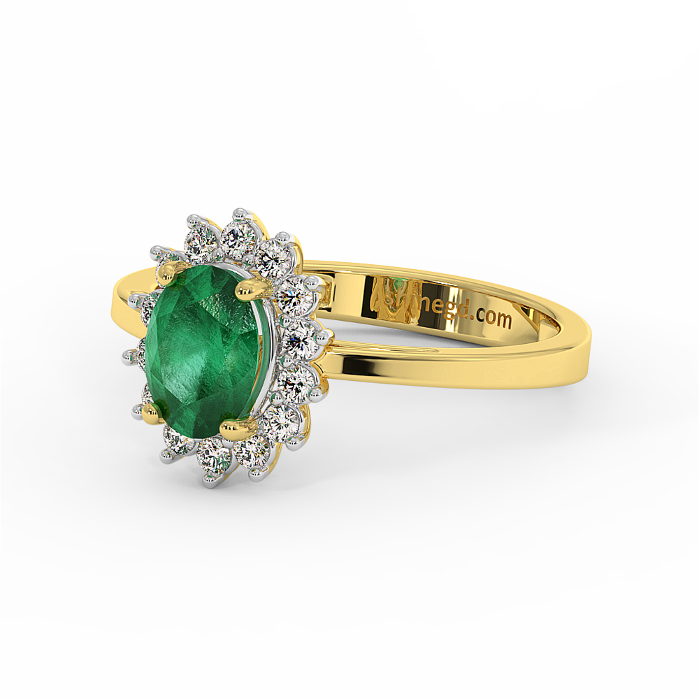 18K Gold Diamond Emerald Ring