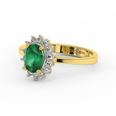 18K Gold Diamond Emerald Ring